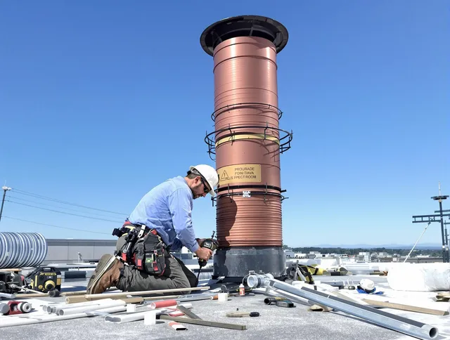 Installed chimney liner by Westwood Chimney Sweep in Westwood, MA