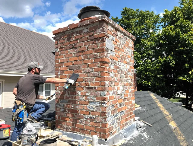 Completed chimney rebuild by Westwood Chimney Sweep in Westwood, MA