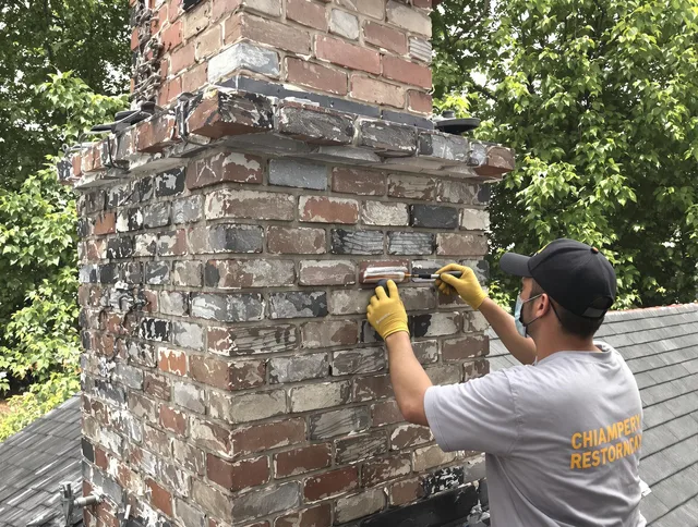 In-progress chimney restoration by Westwood Chimney Sweep in Westwood, MA