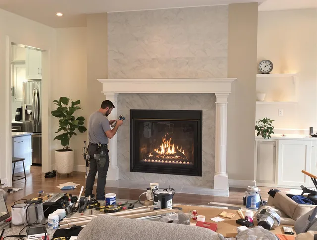 Newly installed fireplace by Westwood Chimney Sweep in Westwood, MA